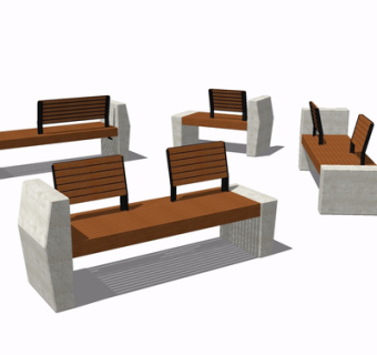 现代实木公用椅su模型