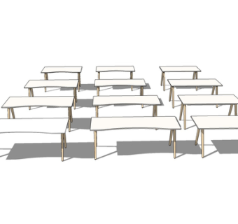 现代实木餐桌su模型