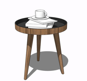 北欧实木圆几su模型