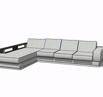 现代布艺多人沙发su模型