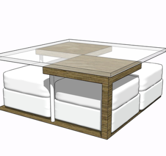 现代茶几su模型