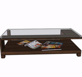 现代玻璃茶几su模型