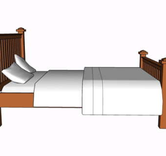 现代实木双人床su模型