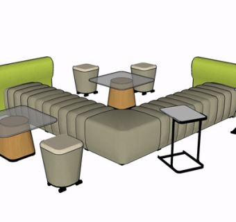 现代布艺休闲椅su模型