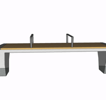 现代实木长椅su模型