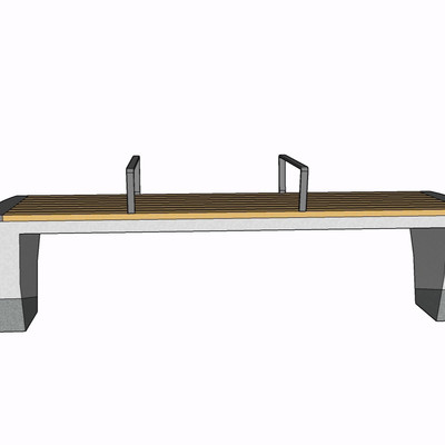 现代实木长椅su模型