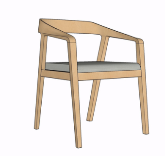 现代实木单椅su模型