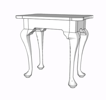 欧式实木边几su模型