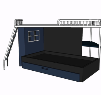 现代儿童床su模型