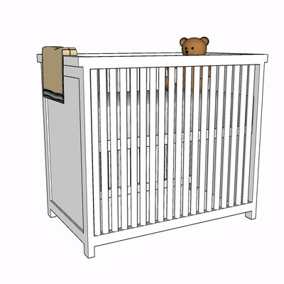 现代实木儿童床su模型