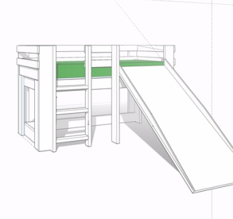 现代实木儿童床su模型
