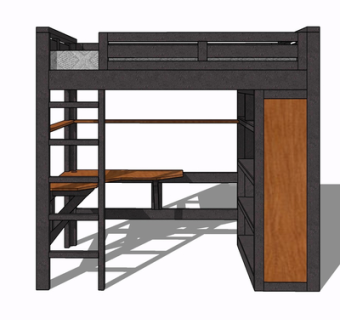现代实木儿童床su模型