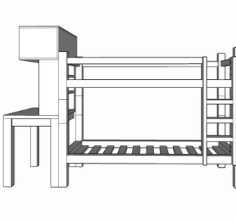 现代实木儿童床su模型