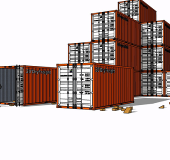 现代金属集装箱su模型