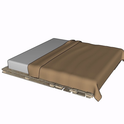现代布艺双人床su模型