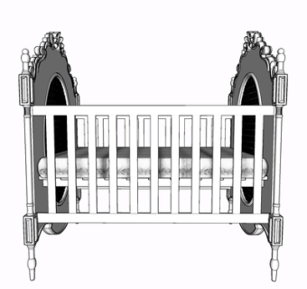 现代实木儿童床su模型