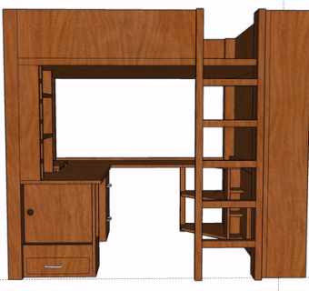 现代实木儿童床su模型