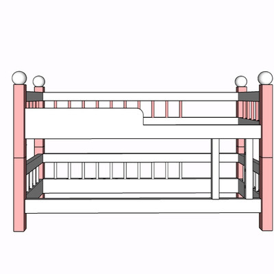 现代实木儿童床su模型