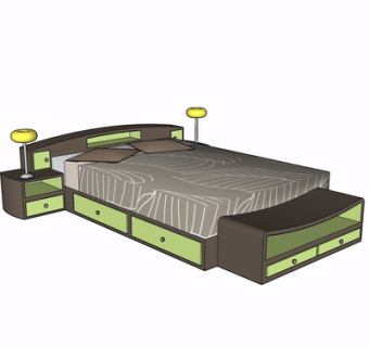 现代布艺双人床su模型