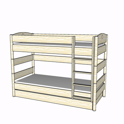 现代实木儿童床su模型