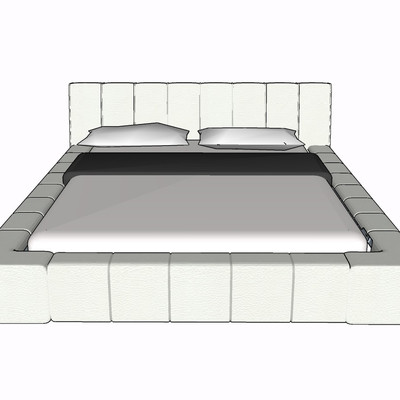 现代布艺双人床su模型