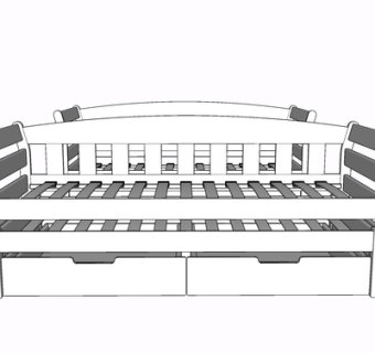现代实木儿童床su模型