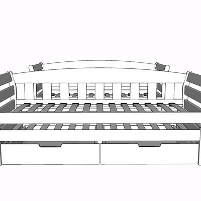 现代实木儿童床su模型