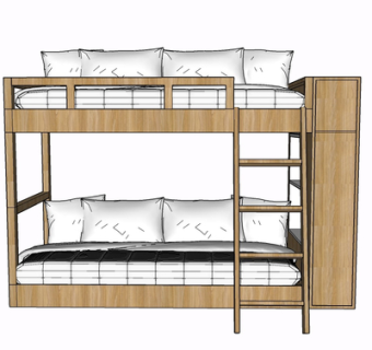 现代实木儿童床su模型