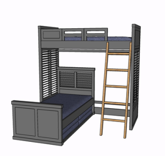 现代实木儿童床su模型