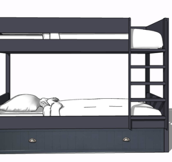 现代实木儿童床su模型