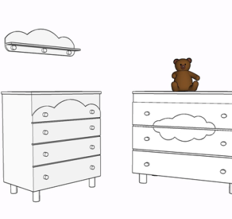 现代实木边柜su模型