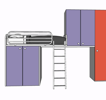 现代实木儿童床su模型