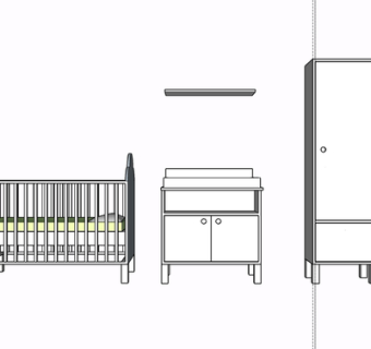 现代实木儿童床su模型
