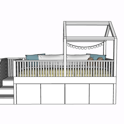 现代实木儿童床su模型