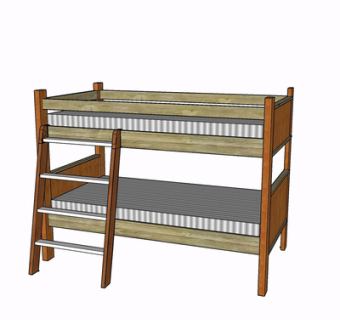 现代实木儿童床su模型