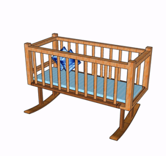 现代实木儿童床su模型