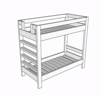 现代实木儿童床su模型