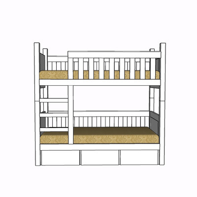 现代实木儿童床su模型