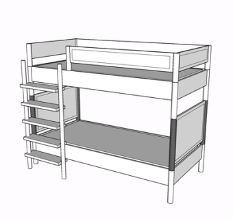 现代实木儿童床su模型