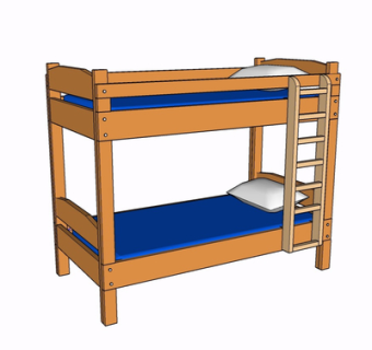 现代实木儿童床su模型