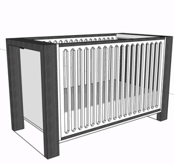 现代实木儿童床su模型