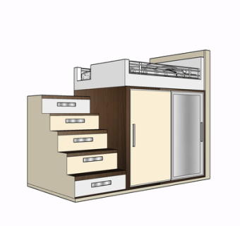 现代实木儿童床su模型