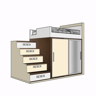 现代实木儿童床su模型