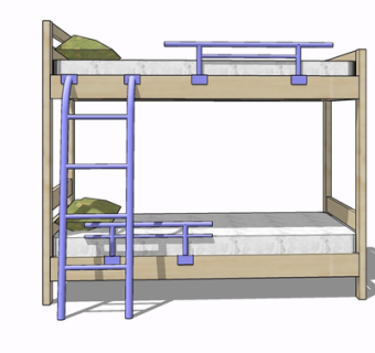 现代实木双人床su模型