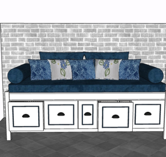 现代多人沙发su模型