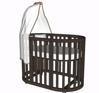 现代实木儿童床su模型