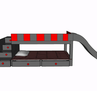 现代实木儿童床su模型