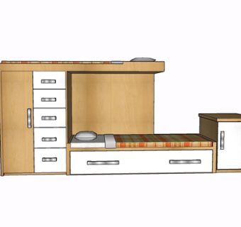 现代实木儿童床su模型