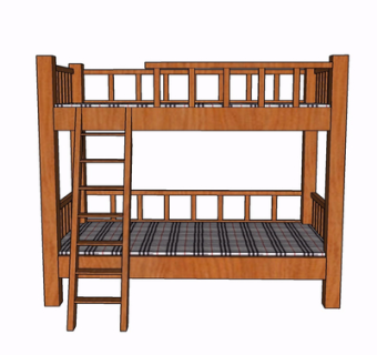 现代实木儿童床su模型