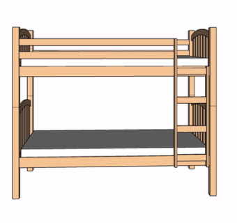 现代实木儿童床su模型